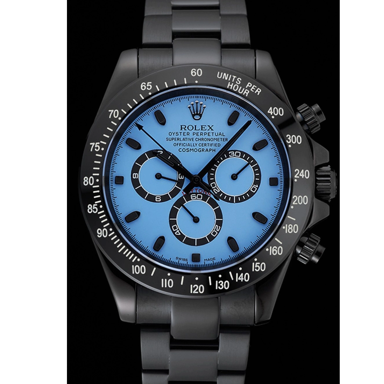 Rolex aaa copy Steel Rolex Daytona And 1454250 Black Blue Black Case Dial Cosmograph Stainless Bracelet And 0725